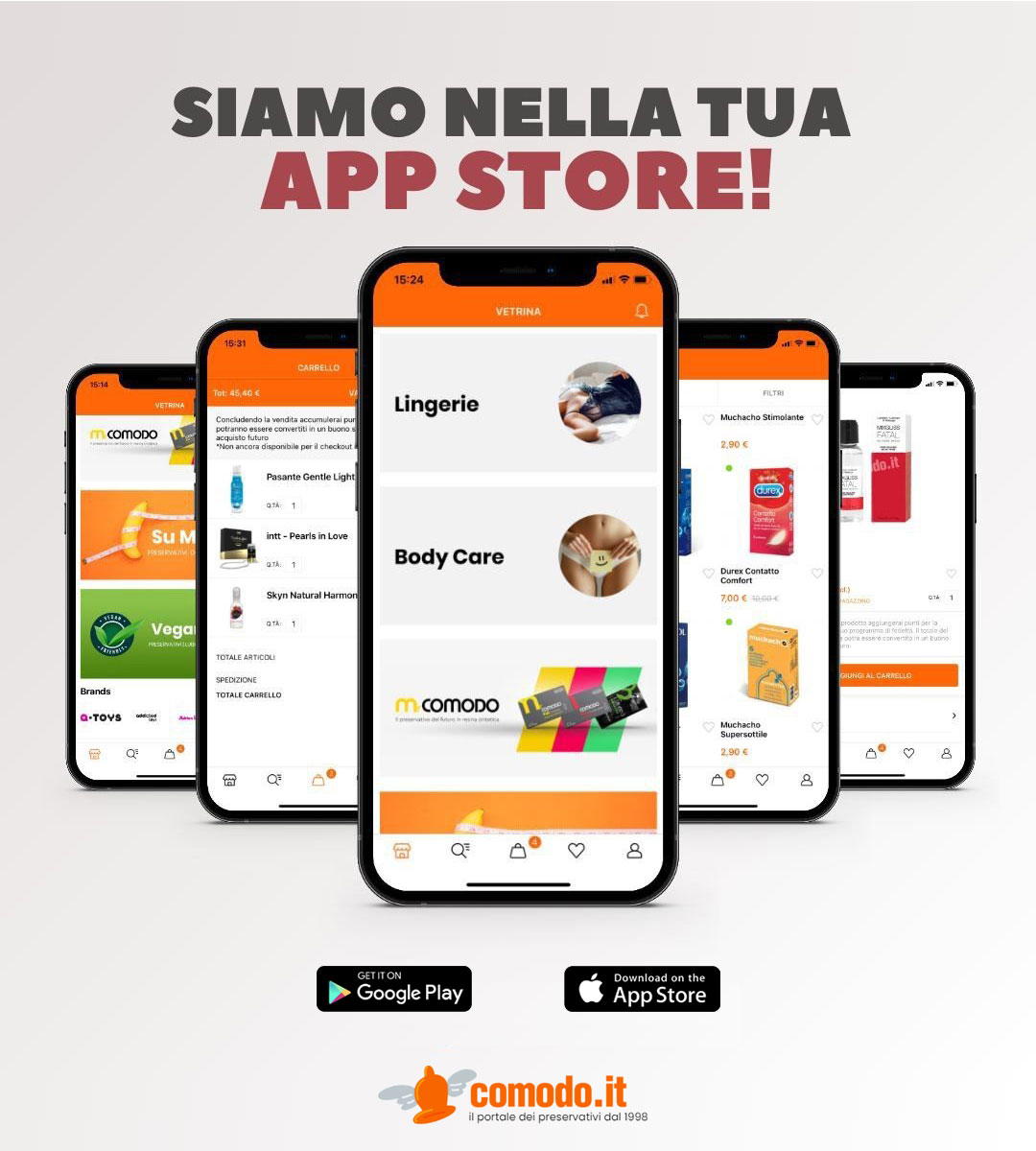 Abbiamo rifatto il look all'App  – Ora puoi scegliere ed  acquistare preservativi, lubrificanti e sex toys da smartphone